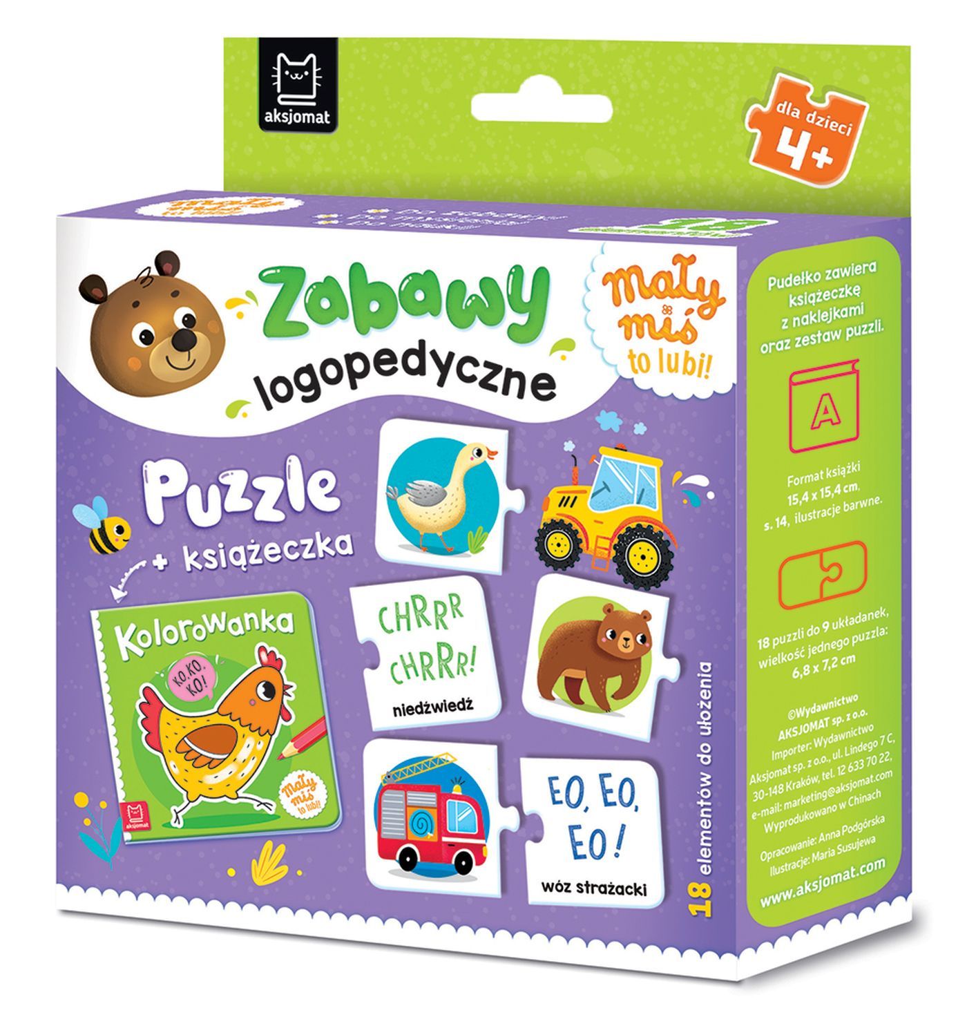 Mały miś to lubi! Zabawy logopedyczne Puzzle